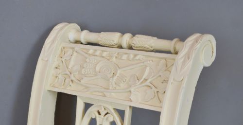 ANTIQUE FRENCH PAINTED BENCH PAIR OF CHAIRS - ADDITIONAL PHOTO 5