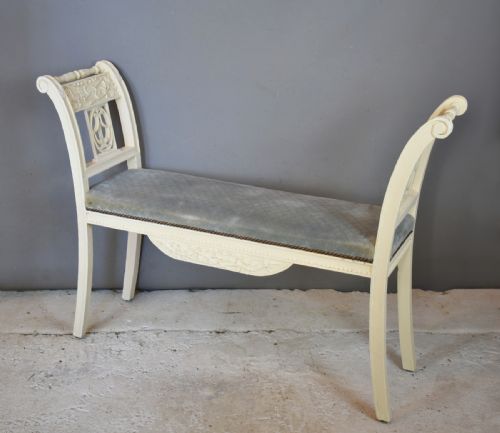 ANTIQUE FRENCH PAINTED BENCH PAIR OF CHAIRS - ADDITIONAL PHOTO 6