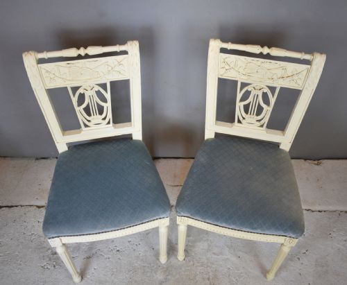 ANTIQUE FRENCH PAINTED BENCH PAIR OF CHAIRS - ADDITIONAL PHOTO 9