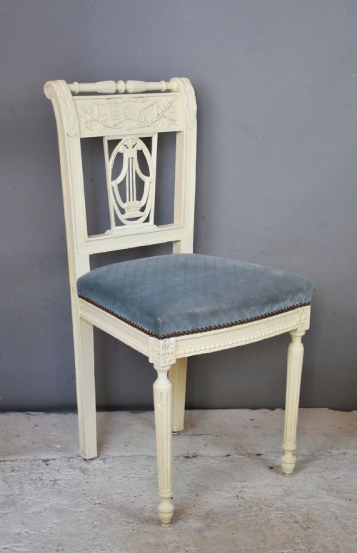 ANTIQUE FRENCH PAINTED BENCH PAIR OF CHAIRS - ADDITIONAL PHOTO 10
