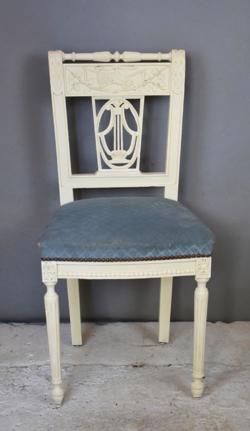 ANTIQUE FRENCH PAINTED BENCH PAIR OF CHAIRS - ADDITIONAL PHOTO 11