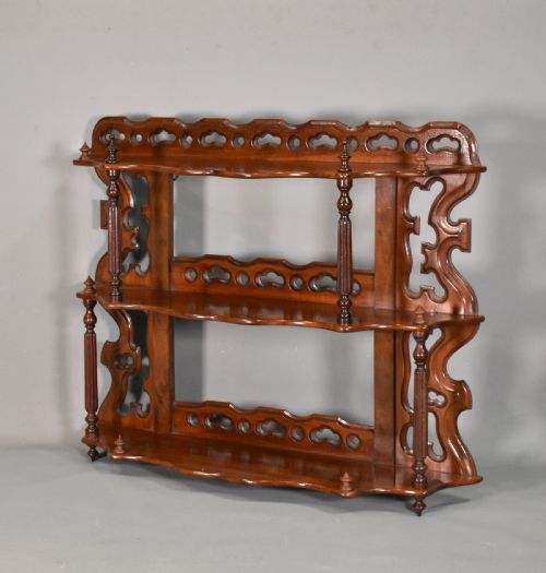 ANTIQUE FRENCH WALL HANGING SHELVES IN MAHOGANY 19TH CENTURY - ADDITIONAL PHOTO 2