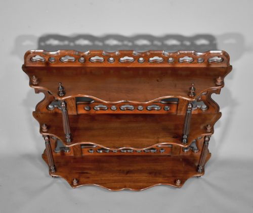 ANTIQUE FRENCH WALL HANGING SHELVES IN MAHOGANY 19TH CENTURY - ADDITIONAL PHOTO 4