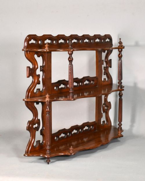 ANTIQUE FRENCH WALL HANGING SHELVES IN MAHOGANY 19TH CENTURY - ADDITIONAL PHOTO 12