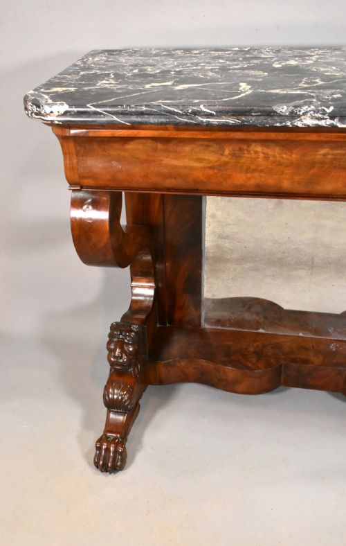 ANTIQUE FRENCH MAHOGANY CONSOLE TABLE LOUIS PHILIPPE - ADDITIONAL PHOTO 4