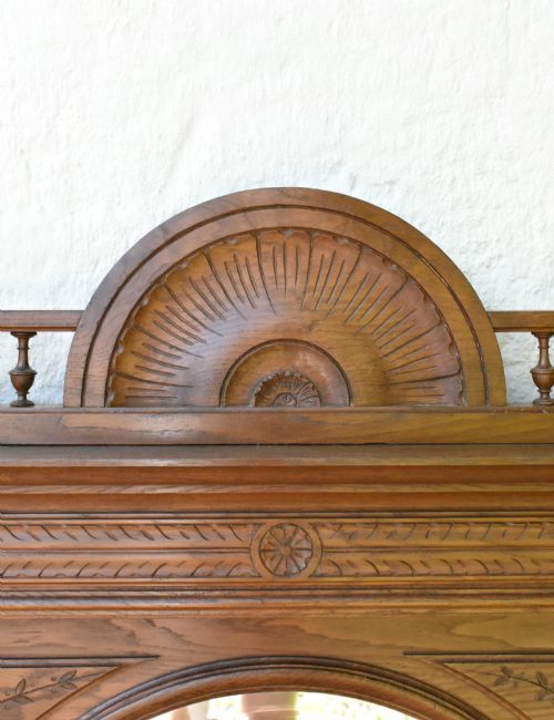LARGE FRENCH OAK OVERMANTEL MIRROR HENRI II - ADDITIONAL PHOTO 3