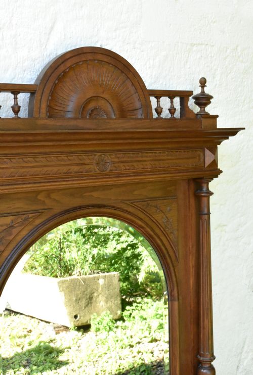 LARGE FRENCH OAK OVERMANTEL MIRROR HENRI II - ADDITIONAL PHOTO 5