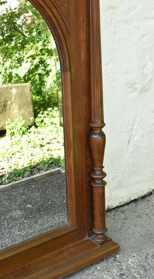 LARGE FRENCH OAK OVERMANTEL MIRROR HENRI II - ADDITIONAL PHOTO 6