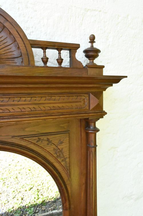 LARGE FRENCH OAK OVERMANTEL MIRROR HENRI II - ADDITIONAL PHOTO 7