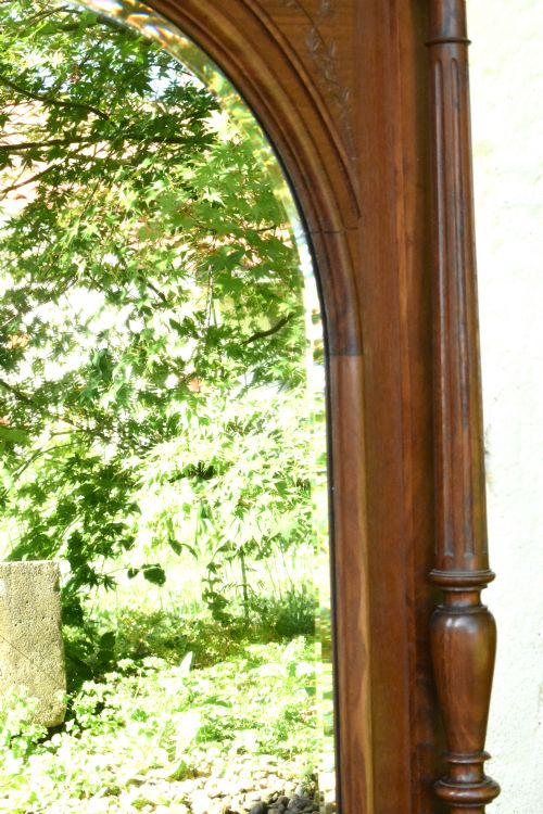 LARGE FRENCH OAK OVERMANTEL MIRROR HENRI II - ADDITIONAL PHOTO 8