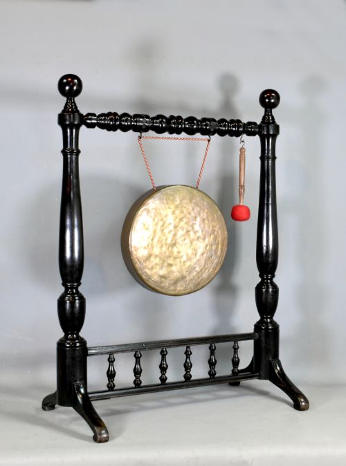 LARGE FRAMED DINNER GONG IN MAHOGANY - ADDITIONAL PHOTO 1