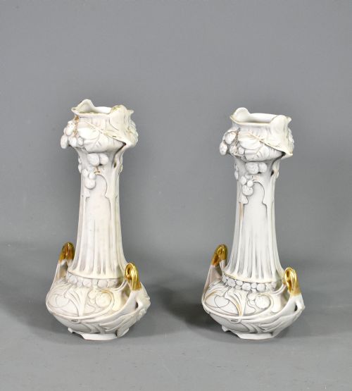 PAIR OF ART NOUVEAU VASES ROYAL DUX BOHEMIA - ADDITIONAL PHOTO 2