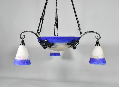 FRENCH ART DECO CEILING LIGHT SIGNED DEGU - ADDITIONAL PHOTO 1