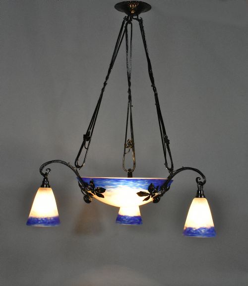 FRENCH ART DECO CEILING LIGHT SIGNED DEGU - ADDITIONAL PHOTO 3