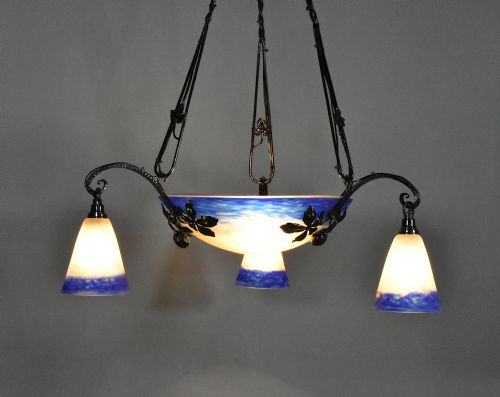 FRENCH ART DECO CEILING LIGHT SIGNED DEGU - ADDITIONAL PHOTO 4