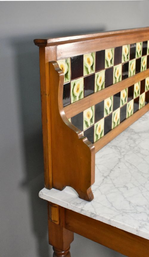 EDWARDIAN TILE BACK MARBLE TOP WASHSTAND IN BIRCH - ADDITIONAL PHOTO 10