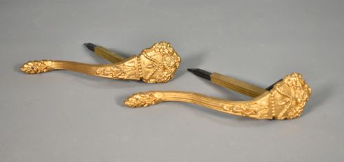 PAIR FRENCH BRONZE CURTAIN TIEBACKS LOUIS XVI STYLE - ADDITIONAL PHOTO 1