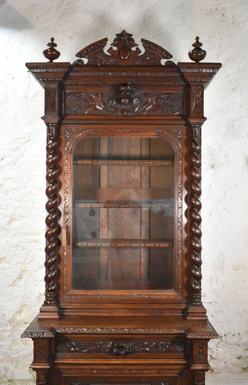 FRENCH OAK HUNT DISPLAY CABINET LOUIS XIII STYLE - ADDITIONAL PHOTO 12