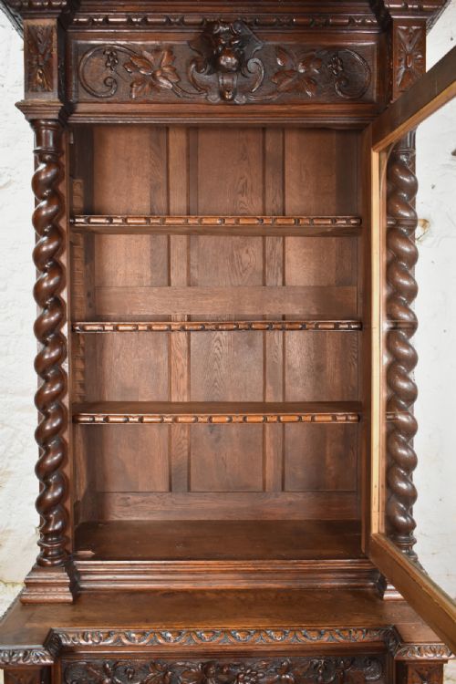 FRENCH OAK HUNT DISPLAY CABINET LOUIS XIII STYLE - ADDITIONAL PHOTO 16