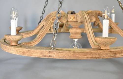 LARGE FRENCH CHANDELIER IN OAK LOUIS XVI STYLE WITH SIX ARMS - ADDITIONAL PHOTO 7