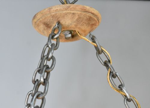 LARGE FRENCH CHANDELIER IN OAK LOUIS XVI STYLE WITH SIX ARMS - ADDITIONAL PHOTO 14