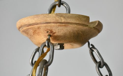 LARGE FRENCH CHANDELIER IN OAK LOUIS XVI STYLE WITH SIX ARMS - ADDITIONAL PHOTO 15