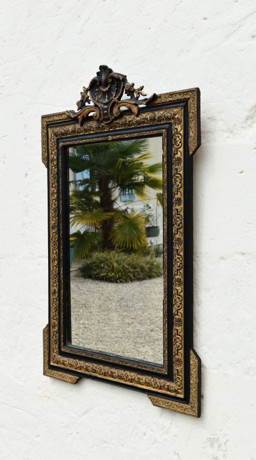 EBONISED GILTWOOD MIRROR NAPOLEON III SECOND EMPIRE - ADDITIONAL PHOTO 1