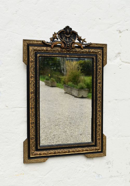 EBONISED GILTWOOD MIRROR NAPOLEON III SECOND EMPIRE - ADDITIONAL PHOTO 2