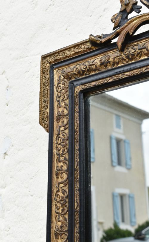 EBONISED GILTWOOD MIRROR NAPOLEON III SECOND EMPIRE - ADDITIONAL PHOTO 6