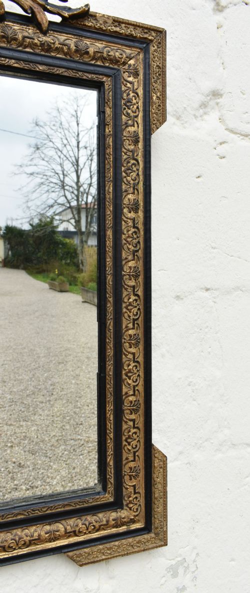 EBONISED GILTWOOD MIRROR NAPOLEON III SECOND EMPIRE - ADDITIONAL PHOTO 8
