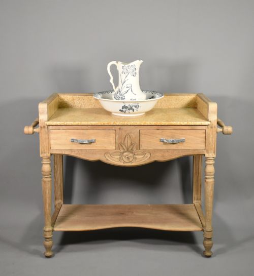 FRENCH ART DECO BLEACHED OAK WASHSTAND - ADDITIONAL PHOTO 3