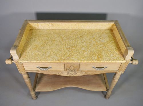 FRENCH ART DECO BLEACHED OAK WASHSTAND - ADDITIONAL PHOTO 5
