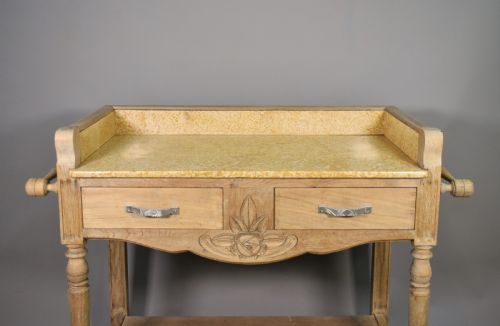 FRENCH ART DECO BLEACHED OAK WASHSTAND - ADDITIONAL PHOTO 7