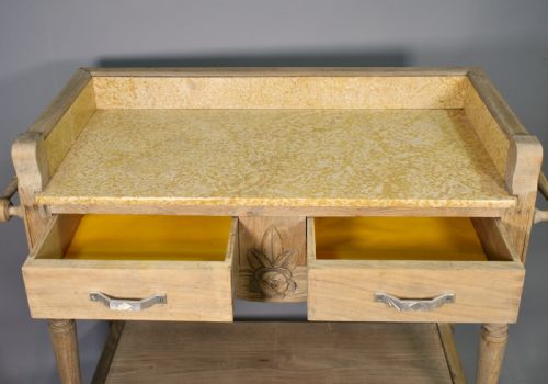 FRENCH ART DECO BLEACHED OAK WASHSTAND - ADDITIONAL PHOTO 8