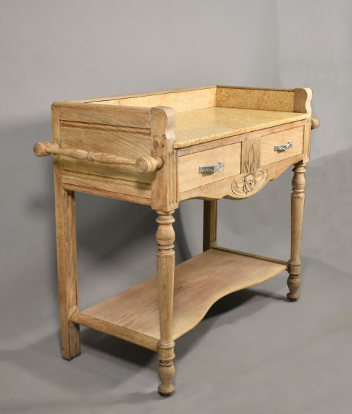 FRENCH ART DECO BLEACHED OAK WASHSTAND - ADDITIONAL PHOTO 12