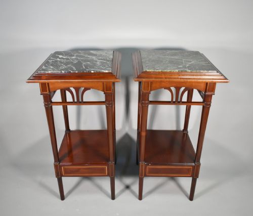 ANTIQUE PAIR OF FRENCH PEDESTAL TABLES IN MAHOGANY - ADDITIONAL PHOTO 3