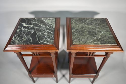ANTIQUE PAIR OF FRENCH PEDESTAL TABLES IN MAHOGANY - ADDITIONAL PHOTO 4