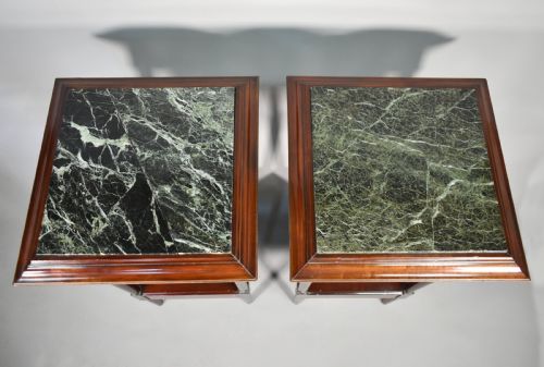 ANTIQUE PAIR OF FRENCH PEDESTAL TABLES IN MAHOGANY - ADDITIONAL PHOTO 5
