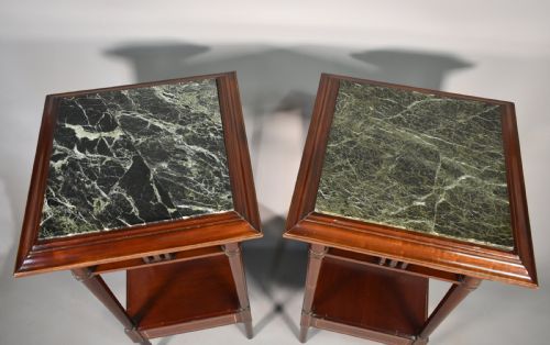 ANTIQUE PAIR OF FRENCH PEDESTAL TABLES IN MAHOGANY - ADDITIONAL PHOTO 6