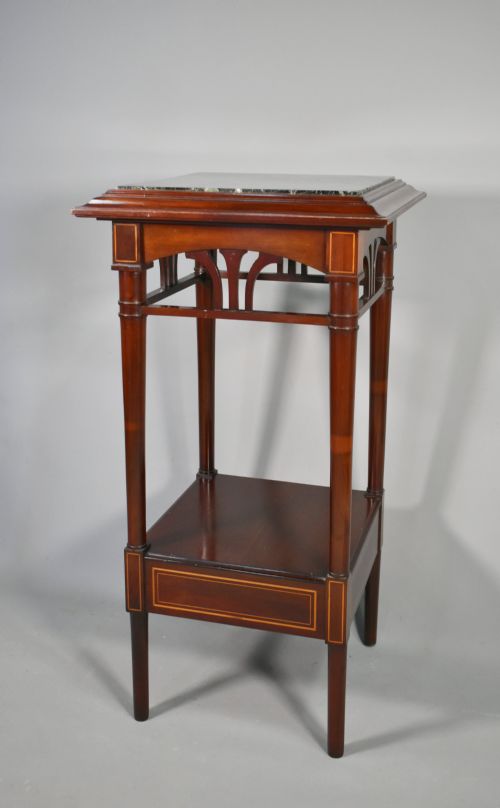 ANTIQUE PAIR OF FRENCH PEDESTAL TABLES IN MAHOGANY - ADDITIONAL PHOTO 9