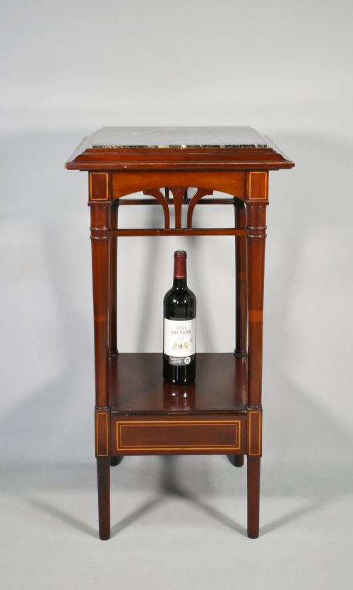 ANTIQUE PAIR OF FRENCH PEDESTAL TABLES IN MAHOGANY - ADDITIONAL PHOTO 11