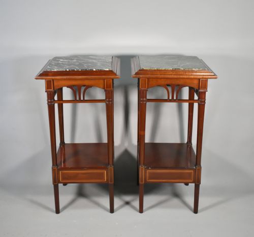 ANTIQUE PAIR OF FRENCH PEDESTAL TABLES IN MAHOGANY - ADDITIONAL PHOTO 13