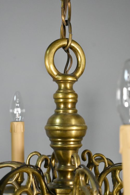 SIX ARM ANTIQUE DUTCH BRONZE CHANDELIER - ADDITIONAL PHOTO 4