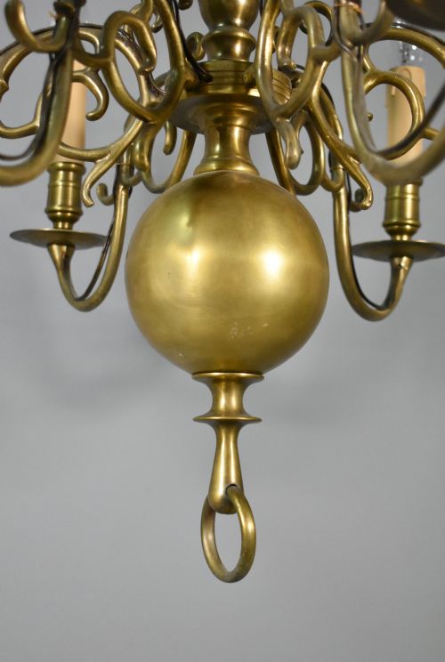 SIX ARM ANTIQUE DUTCH BRONZE CHANDELIER - ADDITIONAL PHOTO 6