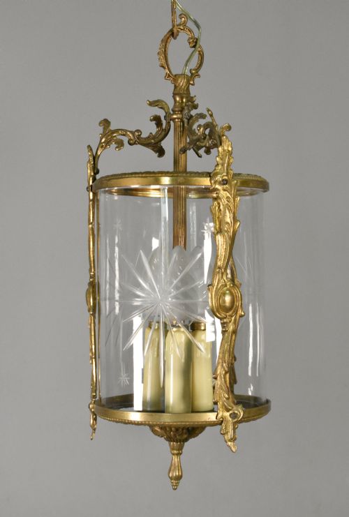 FRENCH ANTIQUE CUT GLASS HALL LANTERN LOUIS XVI STYLE - ADDITIONAL PHOTO 1