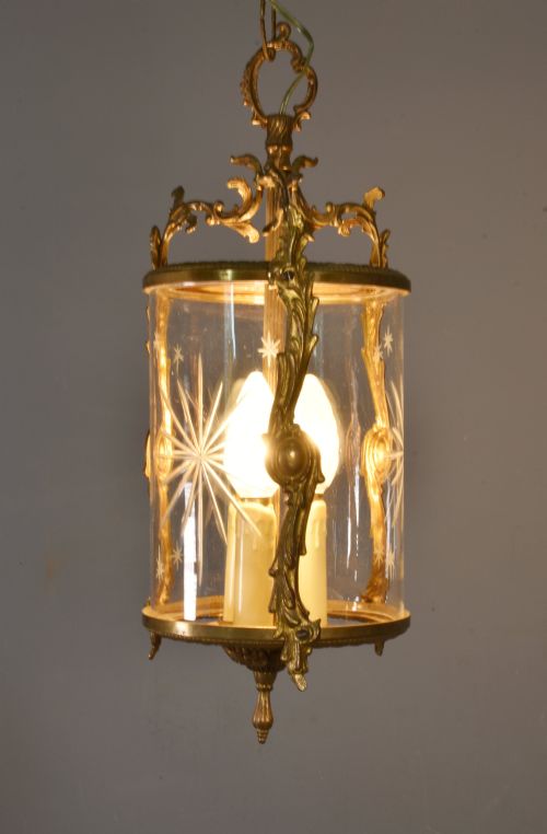 FRENCH ANTIQUE CUT GLASS HALL LANTERN LOUIS XVI STYLE - ADDITIONAL PHOTO 2
