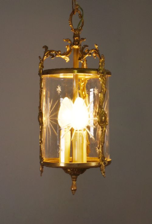 FRENCH ANTIQUE CUT GLASS HALL LANTERN LOUIS XVI STYLE - ADDITIONAL PHOTO 3