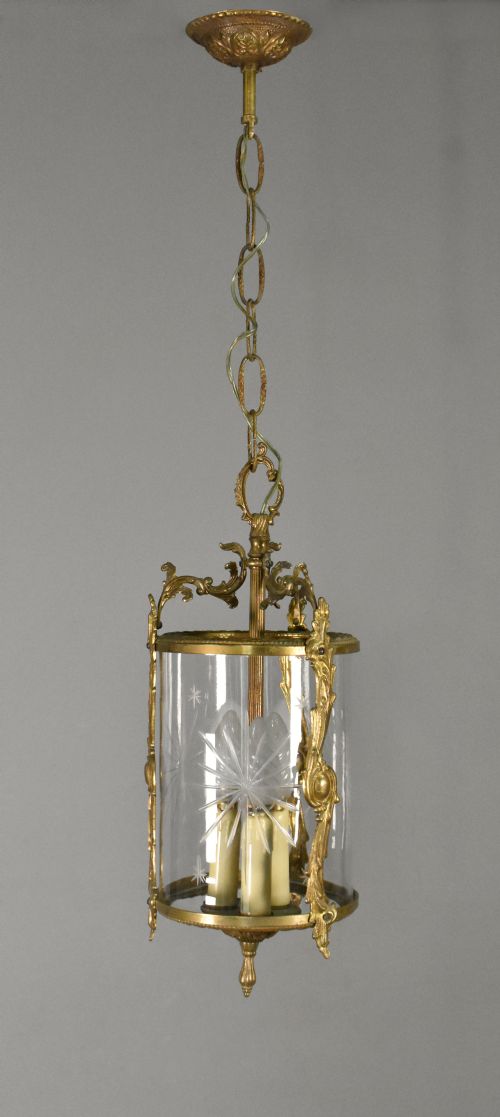 FRENCH ANTIQUE CUT GLASS HALL LANTERN LOUIS XVI STYLE - ADDITIONAL PHOTO 4