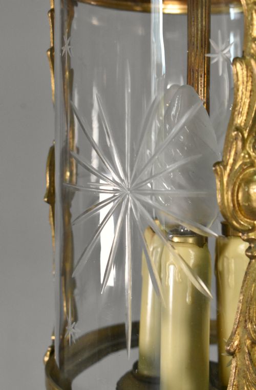 FRENCH ANTIQUE CUT GLASS HALL LANTERN LOUIS XVI STYLE - ADDITIONAL PHOTO 10