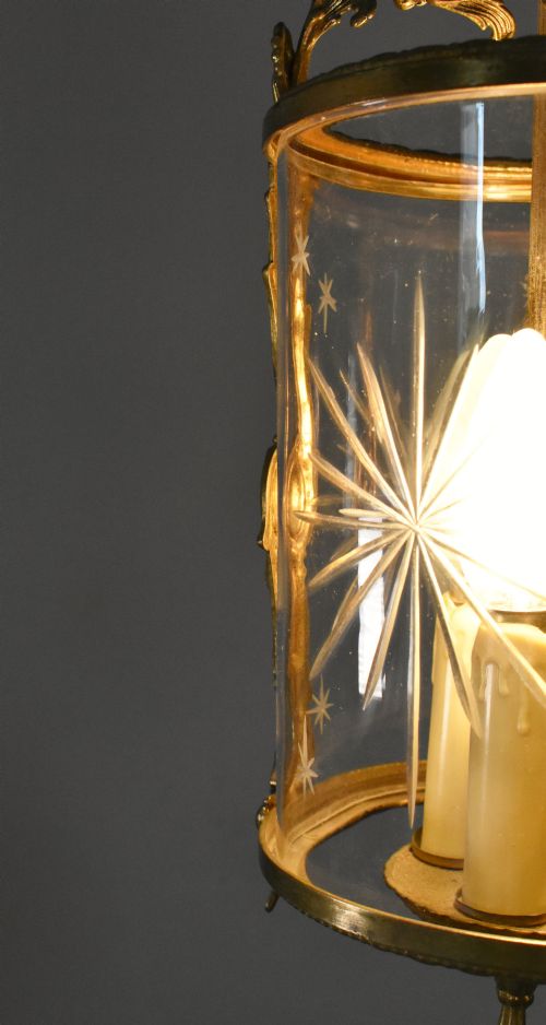 FRENCH ANTIQUE CUT GLASS HALL LANTERN LOUIS XVI STYLE - ADDITIONAL PHOTO 13